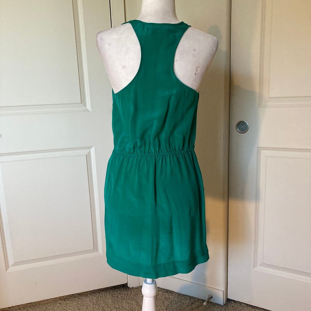 Greylin Silk Ruffle Racerback Dress Emerald - Picture 4 of 7